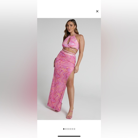 NWT ShowPo swirl print mesh maxi skirt - US 6/ UK 10 - Picture 6 of 7